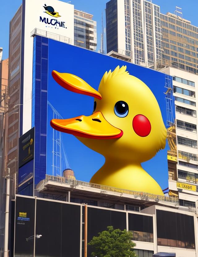 DreamShaper v5 Yello Duck in futuristic billboard 3